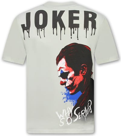 Joker Tshirt met Opdruk - T shirt Heren met Print - Oversized T shirt Heren - Funny shirt -1796- Grijs