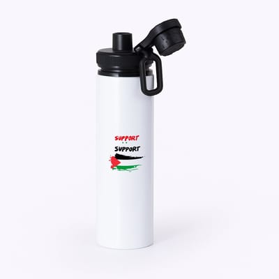 Hacebo® - Support Palestina waterfles met draaidop zwart - Palestina - mensen die liefde willen geven aan Palestina - degene die van Palestina houden - supporten - oorlog - verjaardagscadeautje - gift - geschenk - kado - water fles - 850ML