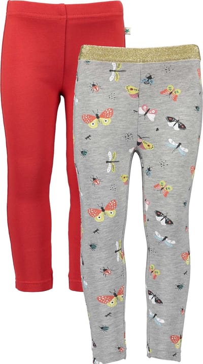 Blue Seven - Leggings - 2pack - Grijs met vlinders - Rood - 122