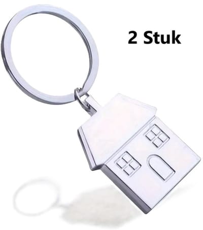 2x Sleutelhanger Huis I Verhuizen I Housewarming Sleutelhouder I Eerste Sleutelhanger I RVS I Zilver