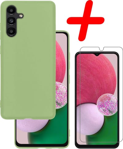 Hoesje Met Screenprotector - Geschikt voor Samsung Galaxy A13 5G - Sterk & Shockproof - Back Cover - Siliconen Case - Telefoon Hoes - Groen