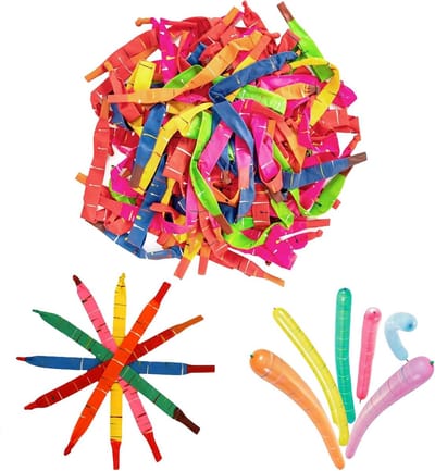 Set van 100 Vliegende Rocket Ballonnen - Kleurrijke, Fluitende en Schreeuwende Feestballonnen voor Kinderen, Perfect als Party Bag Vullingen