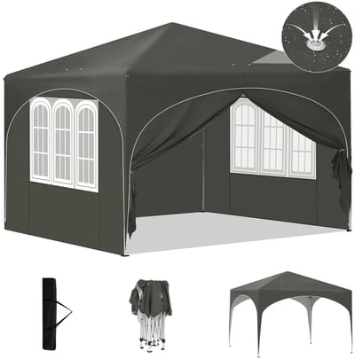 D&A Partytent - Partytent 3x3 - Paviljoen - Partytent opvouwbaar - Partytent easy up - Partytent waterdicht - Draagtas - Grijs