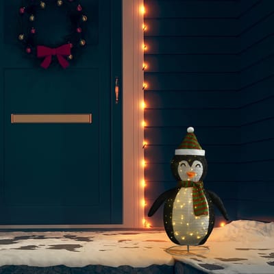vidaXL - Kerstpinguïn - decoratief - LED - 60 - cm - luxe - stof
