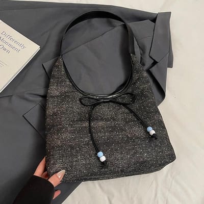 Trendy Nieuwe Stijl Modieuze Casual Stijl Ster Denim Onderarm Tote Bag Veelzijdige Pendelaar Lichte Schoudertas black