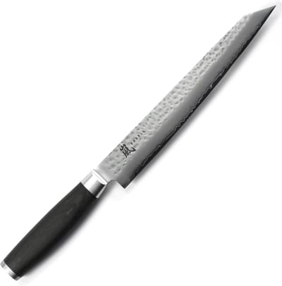 Yaxell Taishi Sashimi Fileermes 23 cm – VG-10 Staal – Hardheid 61 HRC – Tsuchime Afwerking – Gehamerd Lemmet – Zwart Pakka Beukenhout Handvat