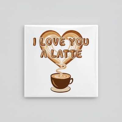 “I Love You a Latte” Keramische Wandtegel 15×15 cm – Koffiekunst Ontwerp – Romantisch Cadeau & Woondecoratie