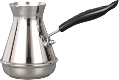 EL0651 koffiekan roestvrijstalen koffiekan met lange steel mokkakan voor Turks Arabische en Griekse koffie handgemaakte Arabische koffiepot koffiemelkopschuimer (850 ml)