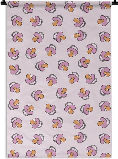 Wandkleed - Wanddoek - Speen - Patronen - Roze - 60x90 cm - Wandtapijt