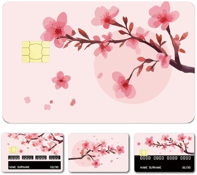 Allecto - Roze Creditcard Skin - Kersenbloesem - Slank en Gepersonaliseerd - 4 Stijlen - Waterdicht PVC - Geschikt voor Bankkaarten - 4 Stuks