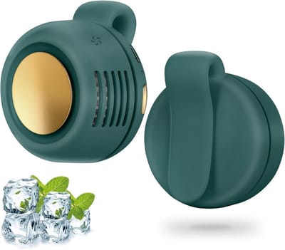 1 mini-ventilator voor op de taille - Draagbare stille mini ventilator zonder bladen - Draagbare clipventilator - Mini handventilator met 3 snelheden - USB oplaadbare heupventilator - Groen - 7,4*6,5*5 cm