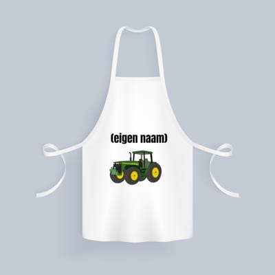 Akyol - tractor Keukenschort - Boer - boer of boerin - met eigen naam - leuk cadeau voor iemand die op de boerderij werkt - cadeau - kado - 82 bij 71 cm