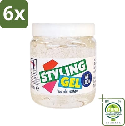 Hegron - Styling Gel - Wetlook Wit - Glanzende Afwerking - 150 ml - Voordeelverpakking - 6 stuks - Styling gel - Wetlook gel