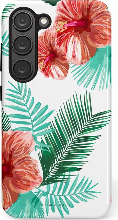 Casetastic Hoesje Geschikt voor Samsung S23 - Stijlvolle Beschermende Duo-layer Case - Exotisch Roze Flora