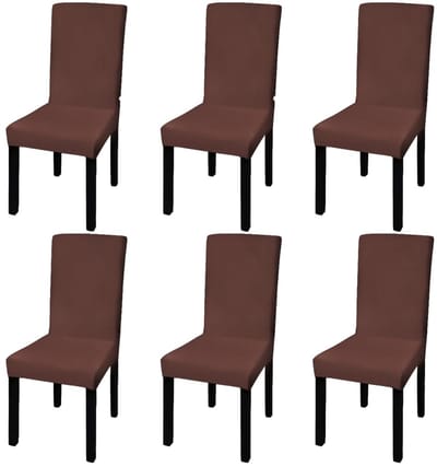 Stoelhoes Elastisch - Set van 6 stuks - Universele Stoelhoezen voor Eetkamerstoelen - Bruin - Stretch Stoelhoes Kreukvrij - Wasbaar - 160 g/m² - Voor Modern Interieur & Horeca