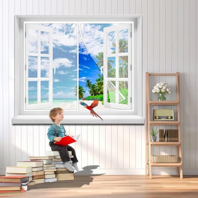 Hordeur Raam - Insectenhor Raam - Insecten Buiten Houden - Zelfklevend - 110 x 145 cm - Wit