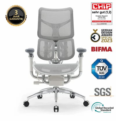 SIHOO Doro S300 Ergonomische Bureaustoel - 6D Armleuningen - Dynamisch Lendensteunsysteem - Schokabsorberend Veringssysteem - Vierassig Ondersteuningssysteem - Zero-Gravity Ervaring - BIFMA/SGS Gecertificeerd - 78x65x102cm——Wit