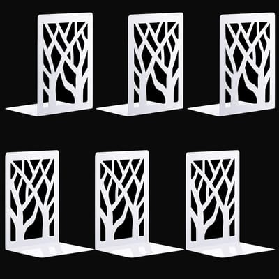 Decoratieve Boekensteunen met Boom Motief - 3 Paar Metalen Boekensteunen voor Keuken, Kantoor en Bibliotheek, Antislip Ontwerp
