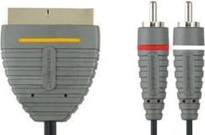 Bandridge BVL5802 video kabel adapter 2 m SCART (21-pin) 2 x RCA Zwart, Grijs
