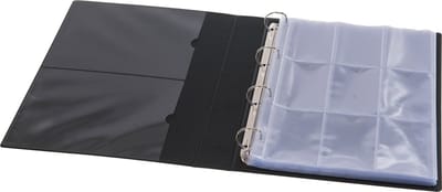 Verzamelmap Deluxe voor speelkaarten en tradingcards - 10 Insteekhoezen - Duimgreep - Zwart - 180 kaartjes - Map - Binder - 9 Pocket - Plamo - Plastic Modern