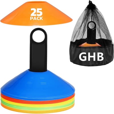 Voetbal Trainingskegels Set (25 Stuks) - Flexibele Markeringsschijven met Houder en Draagtas