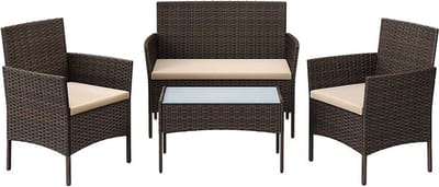 4-delige balkonmeubelset - terrasset - tuinstoelen - terraszitgroep - gegalvaniseerd metalen frame - PE polyrattan - 56,5 cm x 54,5 cm x 81,5 cm