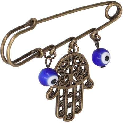 Veiligheidsspelden Brons Palm Blauw Oog Speld Broche Spelden Heren Tailleband Wissel Klein Artefact black