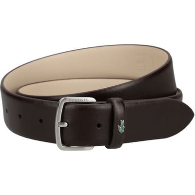 LACOSTE Leren Riem Elegance 35 Flat Raw Edge Belt W100 Marron Donkerbruin