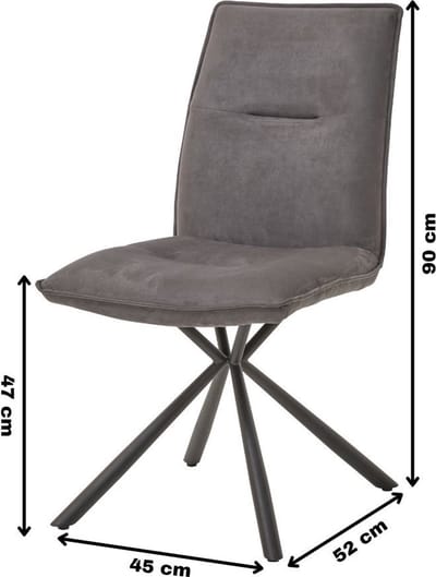 WAYS. – Stoffen eetkamerstoelen – Grijs – Modern design - Stevige metalen vierpoot – 6 stuks