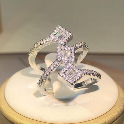 Bagues de luxe en argent et zircone cubique pour femmes, bijoux de mariage et de fiançailles, CZ, accessoires féminins, bagues pour doigt entier 6 gray