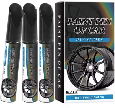 TLVX 3 stuks Velgen Schade Reparatie Lakstift Zwart / Velg pen / Zwarte Velgen schade / Lichtmetalen Velg schade herstel / Wielnaaf Kras Reparatie Pen / Wieldoppen reparatie verf pen / Lakstift velgen / Krasverwijderaar velgen / Black / Waterproof