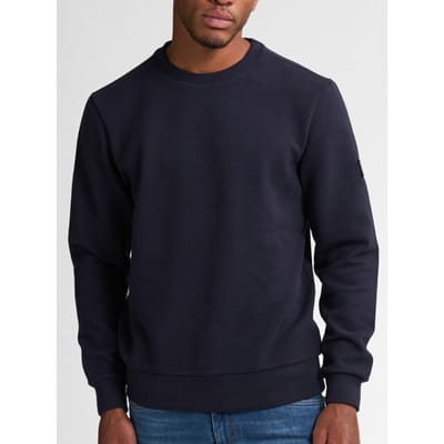 Petrol Industries - Heren Geribde Sweater Estes - Ronde Hals - Regular Fit - 53% katoen mix - Blauw - Maat L