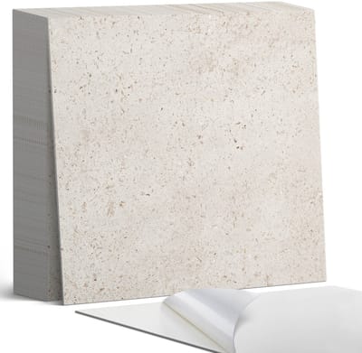 Coloray Plaktegels - Steenachtige textuur Zelfklevende Tegels - 20 cm x 20 cm - Romig Plaktegels - 20 stuks - Vierkant PVC Tegels - Plaktegels Badkamer - Plaktegels Vloer - Vinyl Tegels - Wandtegel Zelfklevend