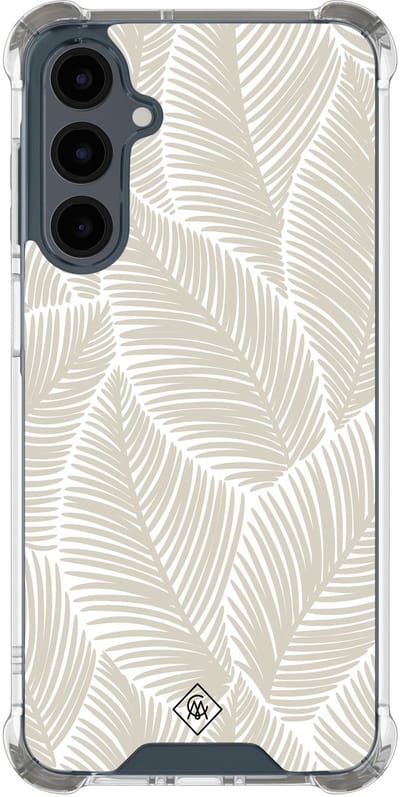 Casimoda® hoesje - Geschikt voor Samsung Galaxy A17 - Palmy Leaves Beige - Shockproof case - Extra sterk - TPU/polycarbonaat - Bruin/beige, Transparant