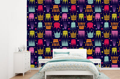 Behang - Fotobehang Patronen - Kroon - Kleuren - Jongens - Kinderen - Kids - Breedte 360 cm x hoogte 260 cm