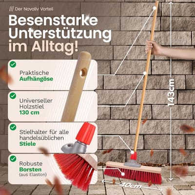 2x Straatbezems 40 cm bezemkop I Bezem zonder steel I Elaston rood I Industriële bezem Veegbezem Tuinbezem Werkplaatsbezem Buitenbezem