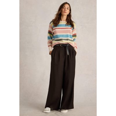 White Stuff Sasha Tweedy Wide Leg Trouser Brown Multi Maat: 6 SHORT | Wijde Broeken Outlet | Dames | Bruin