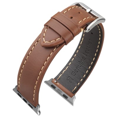 Bruin Kalfslederen Horlogebandje voor Apple Watch Series 1/2/3 in 42 mm & Series 4/5/6/SE in 44 mm & Series 7/8/9 in 45 mm & Serie 10 in 46mm & Ultra 1 en 2 in 49mm