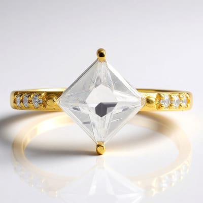 Cavill - Zilveren ring met Cambodjaanse zircon 2,585 ct - 925 Sterling Zilver verguld - Elegante damesring met princess slijpsel en fonkelende stenen