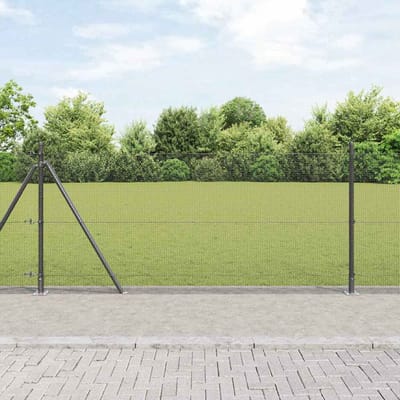 vidaXL - gelast - draadhek - met - betonnen - voetstuk - 10 - x - 1 - m - PVC-Coated - Staal