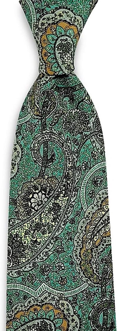 We Love Ties - Stropdassen - Stropdas turquoise paisley - turquoise / groen / bruin / grijs
