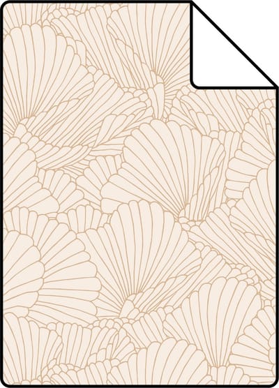 Proefstaal ESTAhome behang getekende bladeren zand beige en licht terracotta - 26.5 x 21 cm - 139491-S