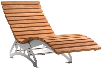 Complete set tuinligstoel LOUNGER, 800 mm breed, geslepen roestvrij staal, incl. houten latten van thermisch behandeld dennenhout