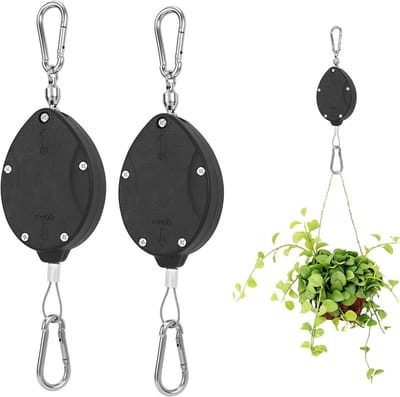Robuuste Retractable Hangers met Verstelbare Pulleys voor Binnen en Buiten, RVS Kabel Hanger voor Planten, Vogelpotten en Voederkommen
