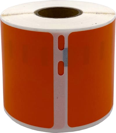 DULA Dymo kompatible Etiketten, S0722430 99014, 101 mm x 54 mm, Orange, Permanent, 1 Rolle, 220 Etiketten pro Rolle