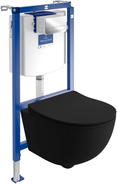 VILLEROY&BOCH ViConnect H112 Inbouwreservoir - LAVITA BRAVA BLACK Mat Zwart Wandcloset - Chroom Drukplaat - Set