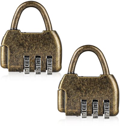Dailygoods - 2 stuks retro bronzen cijferslot, metalen hangslot, vintage combinatieslot voor opbergdoos, juwelendoos, boekenbagage