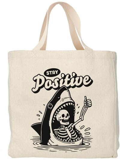 Creasowl® - Stay positive - Boodschappentas 38 x48 cm - Polylinnen- Grappige tas - Shopper - Canvas tas - Boodschappen tas - Totebag - Schoudertas - Draagtas - Sarcasme spreuk