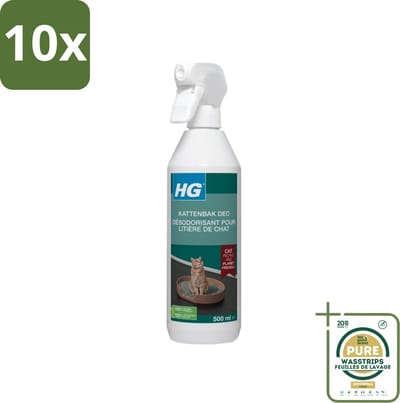 10 x HG - Kattenbak Deo - Neutraliseert Geuren - 100% Biologisch - 500 ml - Grootverpakking - Kattenbak Deo - Geurneutralisatie - Kattenbak Geuren - Geurverwijderaar - Kattenbak Reinigen
