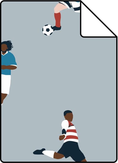 Proefstaal ESTAhome behang voetbalspelers lichtblauw - 26.5 x 21 cm - 131555-S